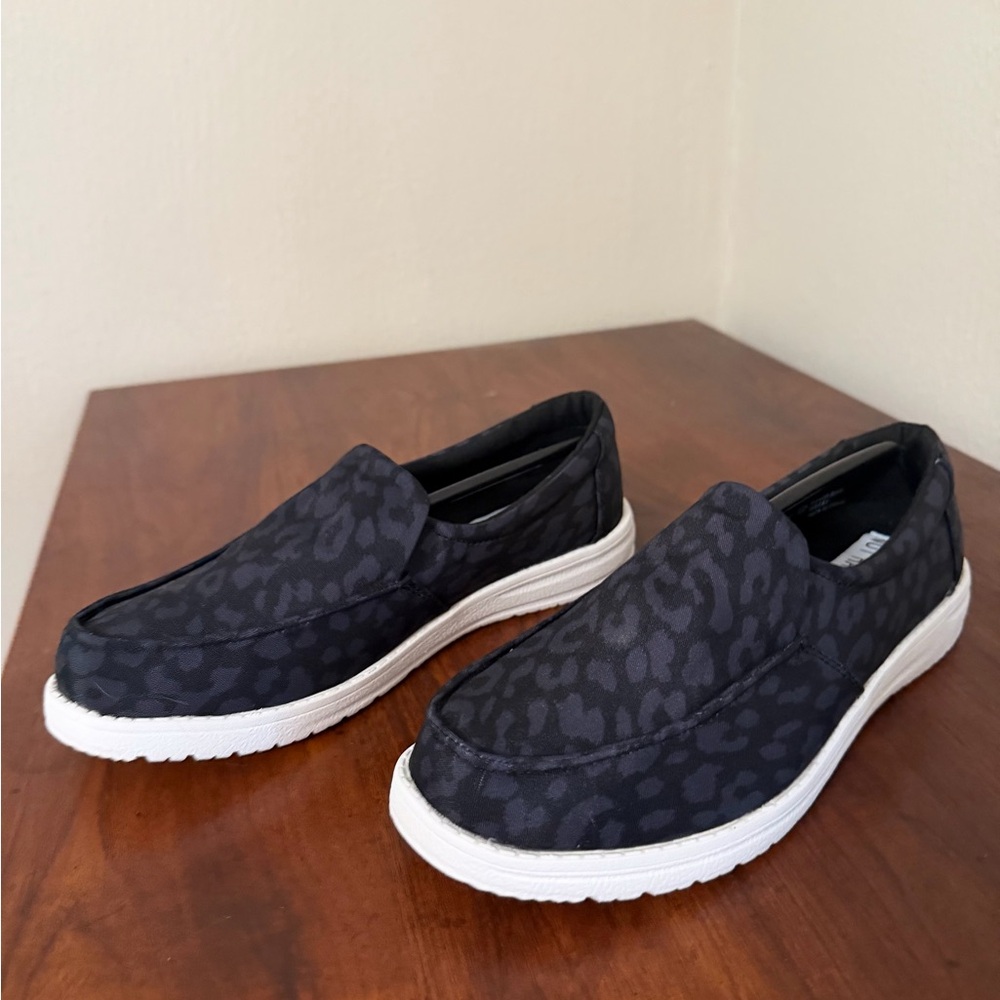 Black on Black Not Rated Leopard Slip-On Shoes